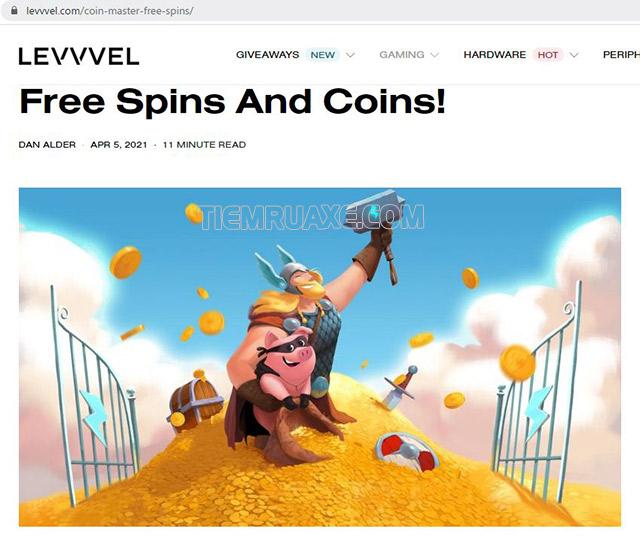 Levvvel.com trang nhận spin miễn phí của game Coin Master