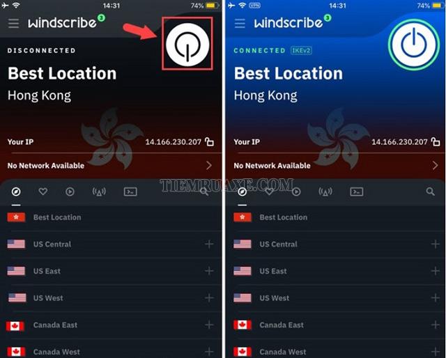 Windscribe VPN - Fake ip IOS miễn phí lưu lượng 10G/tháng