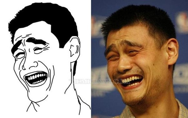 Meme mặt Yao Ming được dân mạng sử dụng thể hiện thái độ không quan tâm, không đồng quan điểm