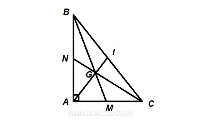 Trọng tâm của tam giác vuông ABC với góc vuông tại đỉnh A