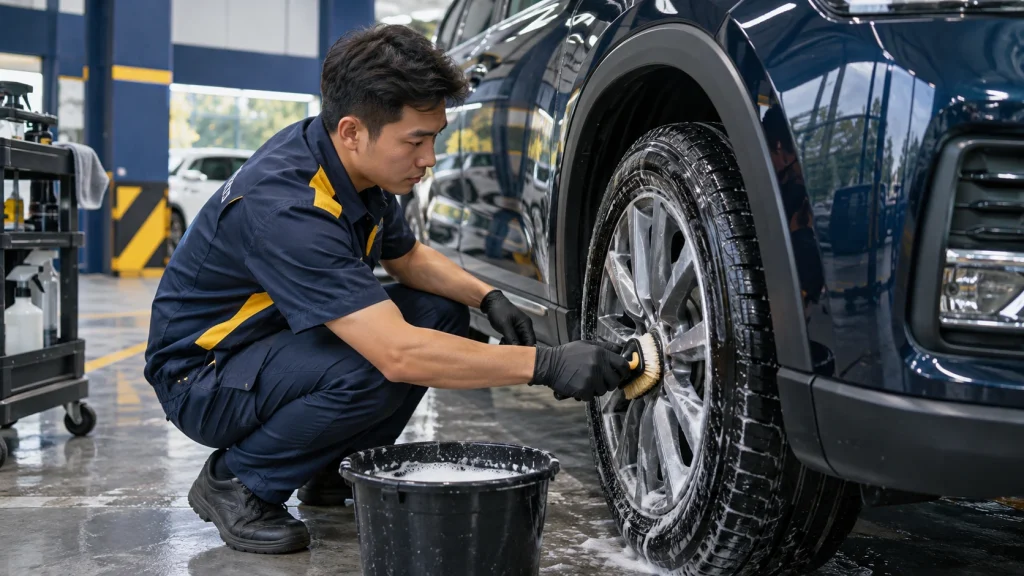 Cách làm sạch lốp xe ô tô - Tiệm Rửa Xe