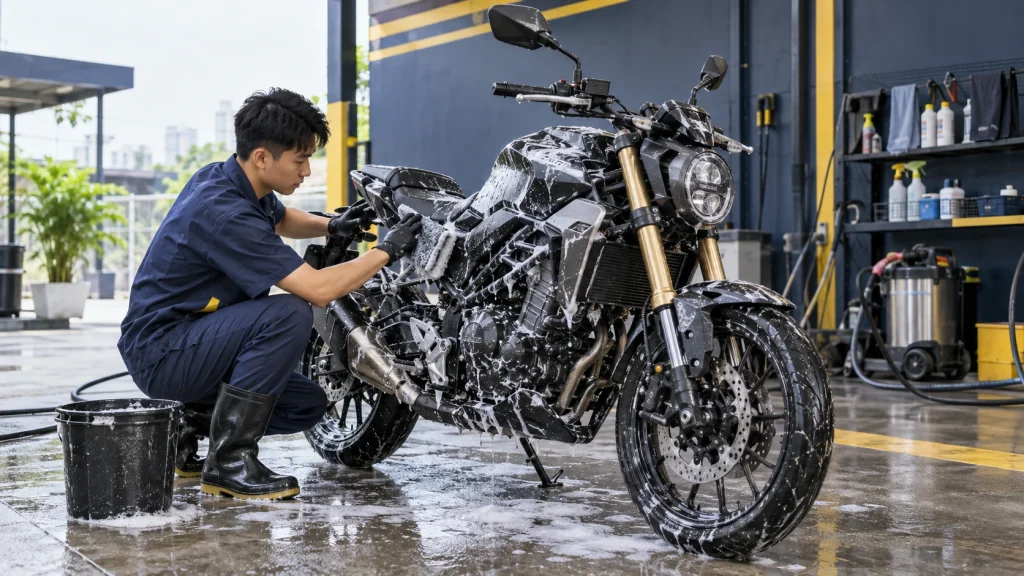Cách rửa xe côn tay đúng cách - Tiệm Rửa Xe