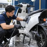 Cách rửa xe máy điện - Tiệm Rửa Xe