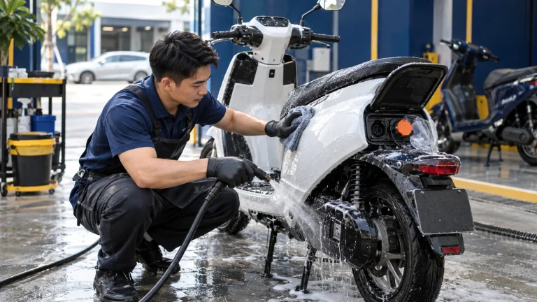 Cách rửa xe máy điện - Tiệm Rửa Xe