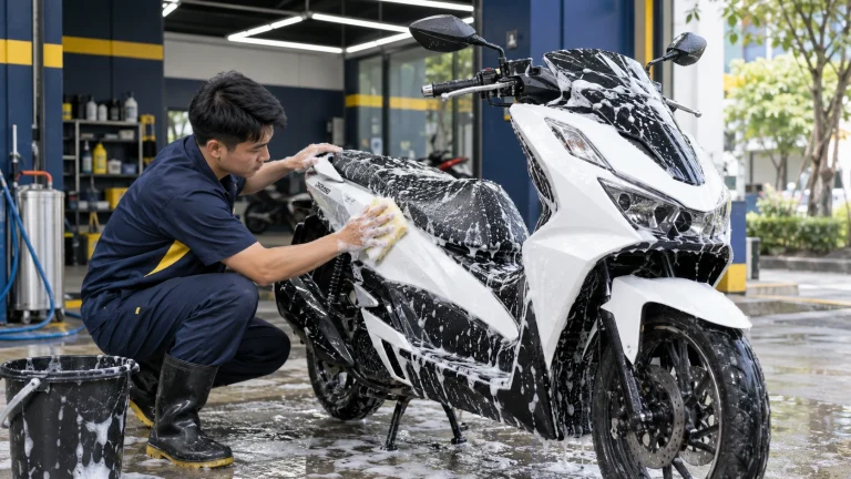 Cách rửa xe tay ga đúng cách - Tiệm Rửa Xe