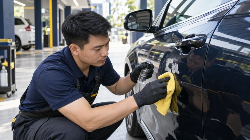 Cách tẩy keo dính trên sơn xe - Tiệm Rửa Xe