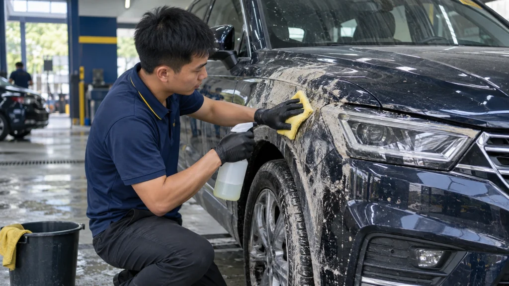 Cách tẩy xi măng bám trên xe - Tiệm Rửa Xe