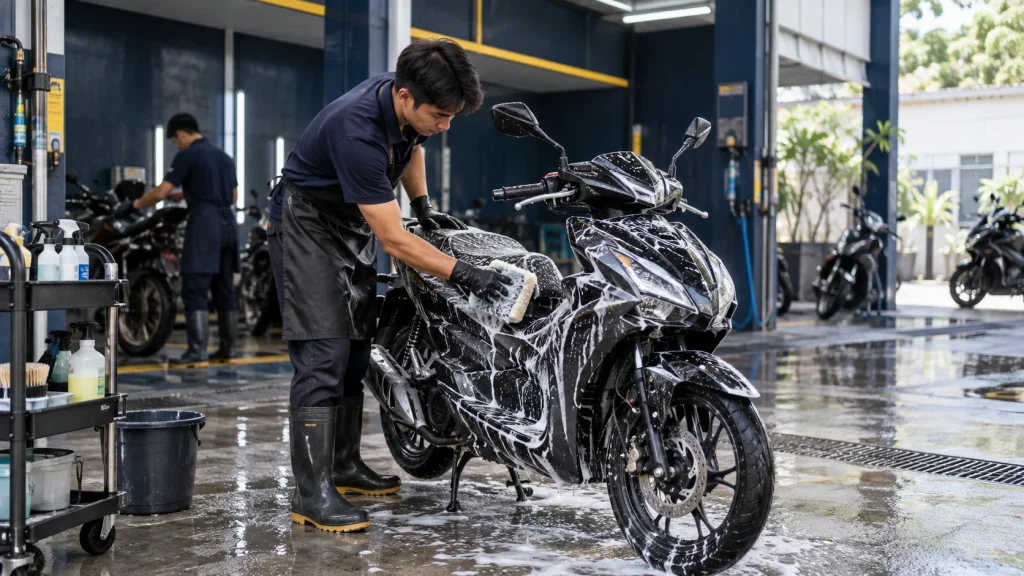 Quy trình rửa xe máy chuyên nghiệp - Tiệm Rửa Xe