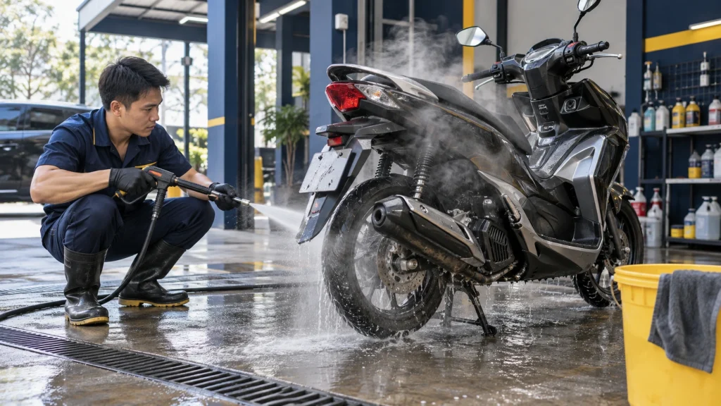 Rửa xe máy khi động cơ còn nóng có sao không - Tiệm Rửa Xe